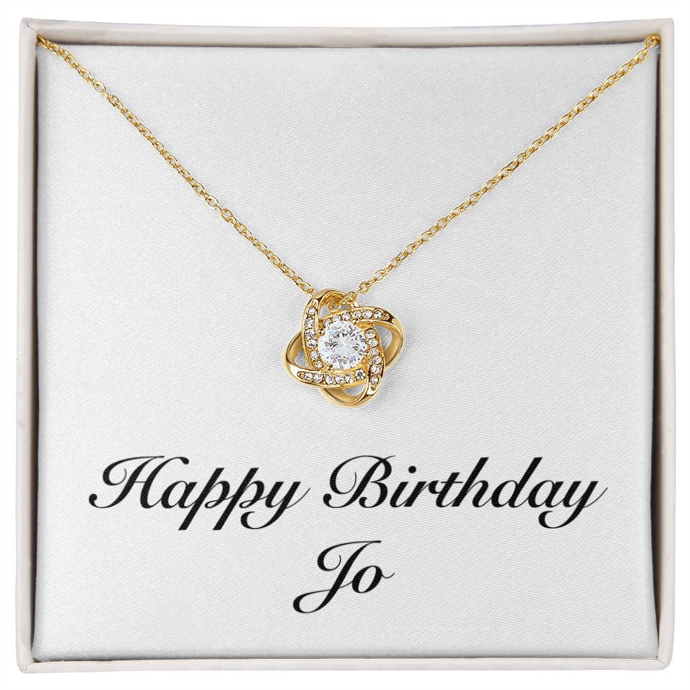 Happy Birthday Jo - 18K Yellow Gold Finish Love Knot Necklace