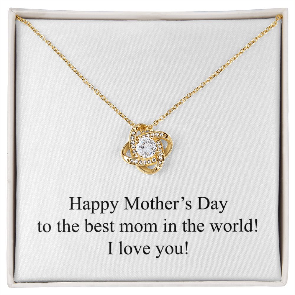 Happy Mother's Day 015 - 18K Yellow Gold Finish Love Knot Necklace