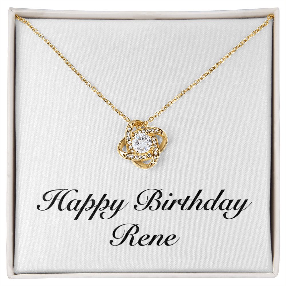 Happy Birthday Rene - 18K Yellow Gold Finish Love Knot Necklace
