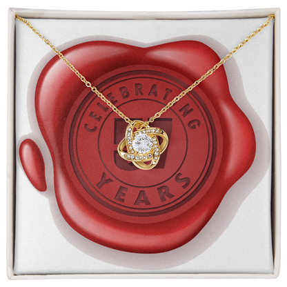 Celebrating 57 Years Anniversary - 18K Yellow Gold Finish Love Knot Necklace