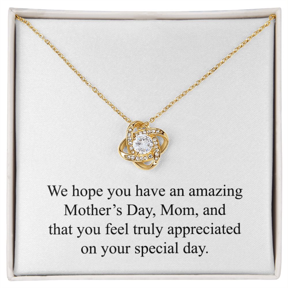 Happy Mother's Day 022 - 18K Yellow Gold Finish Love Knot Necklace