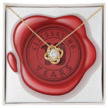 Celebrating 10 Years Anniversary - 18K Yellow Gold Finish Love Knot Necklace