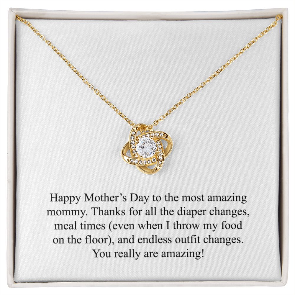Happy Mother's Day 019 - 18K Yellow Gold Finish Love Knot Necklace
