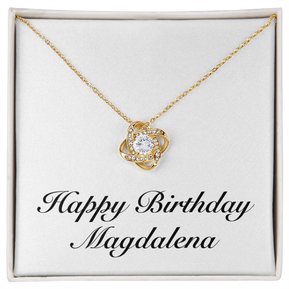 Happy Birthday Magdalena - 18K Yellow Gold Finish Love Knot Necklace