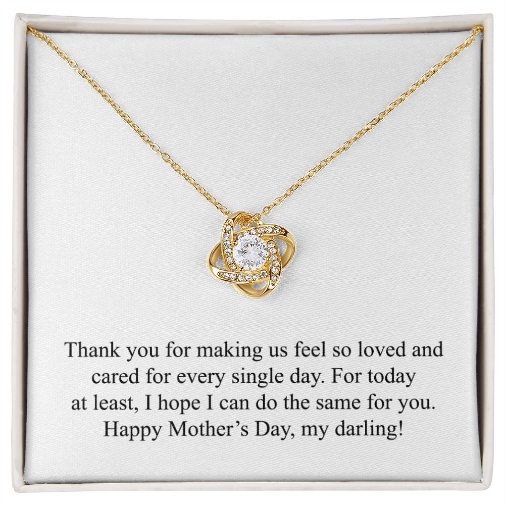 Happy Mother's Day (From Husband) 006 - 18K Yellow Gold Finish Love Knot Necklace