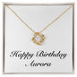 Happy Birthday Aurora - 18K Yellow Gold Finish Love Knot Necklace