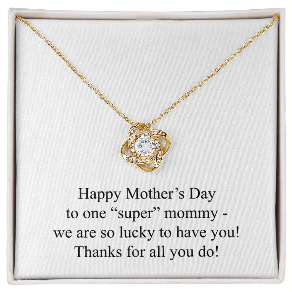 Happy Mother's Day 017 - 18K Yellow Gold Finish Love Knot Necklace