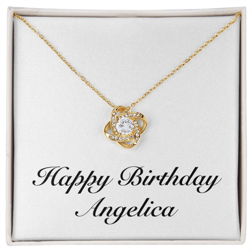 Happy Birthday Angelica - 18K Yellow Gold Finish Love Knot Necklace