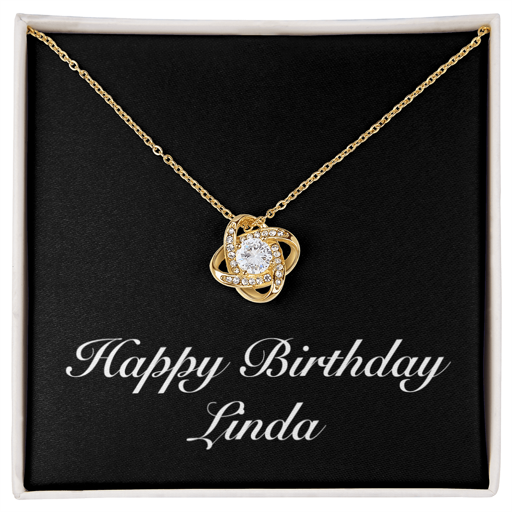 Happy Birthday Linda v2 - 18K Yellow Gold Finish Love Knot Necklace
