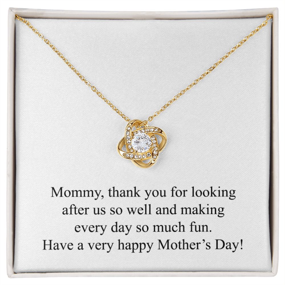 Happy Mother's Day 020 - 18K Yellow Gold Finish Love Knot Necklace