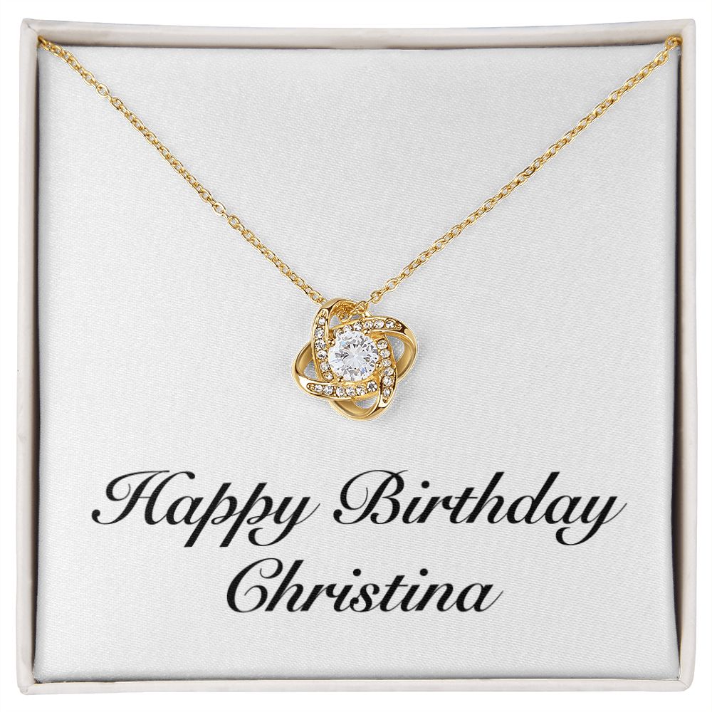 Happy Birthday Christina - 18K Yellow Gold Finish Love Knot Necklace