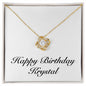 Happy Birthday Krystal - 18K Yellow Gold Finish Love Knot Necklace