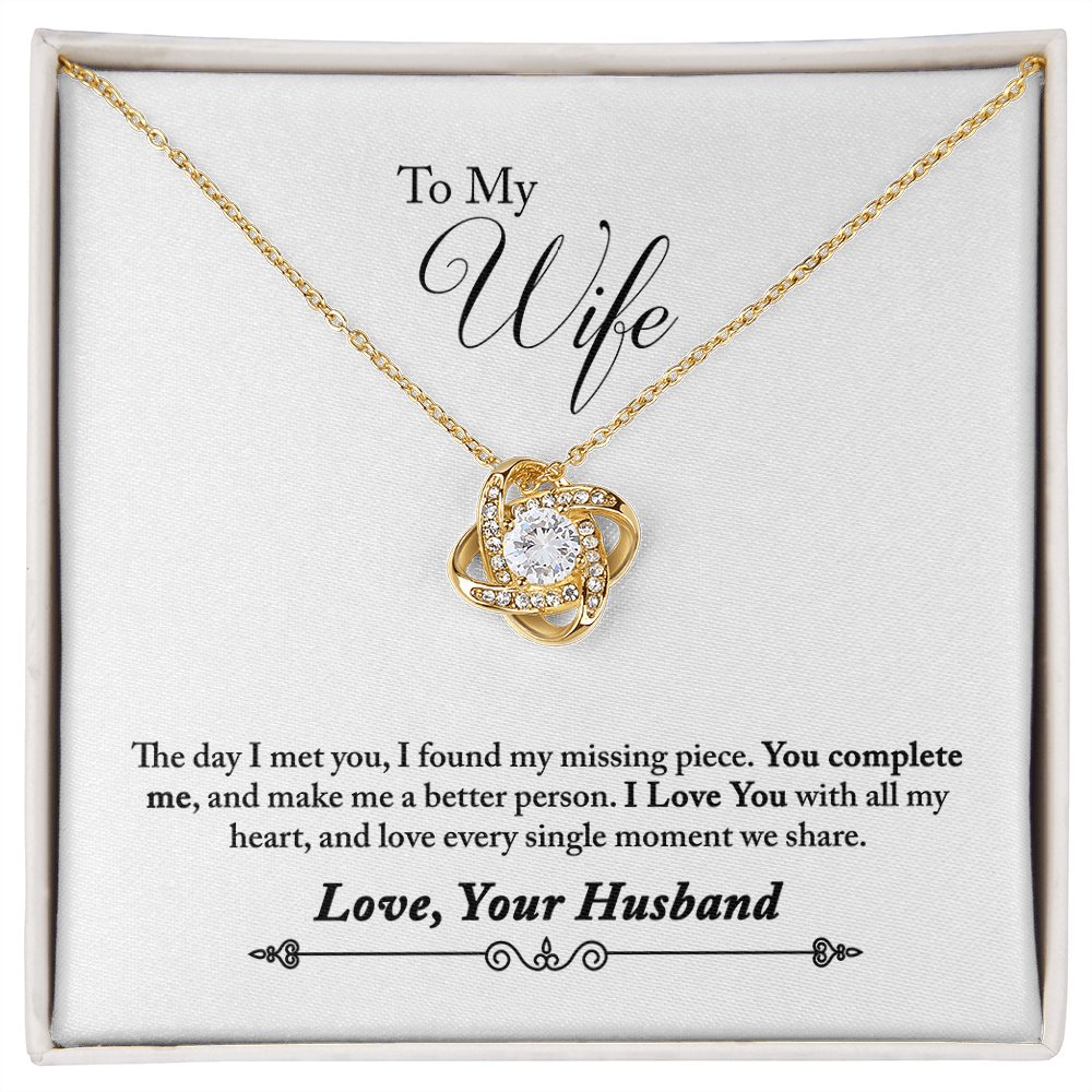 010 To My Wife - 18K Yellow Gold Finish Love Knot Necklace