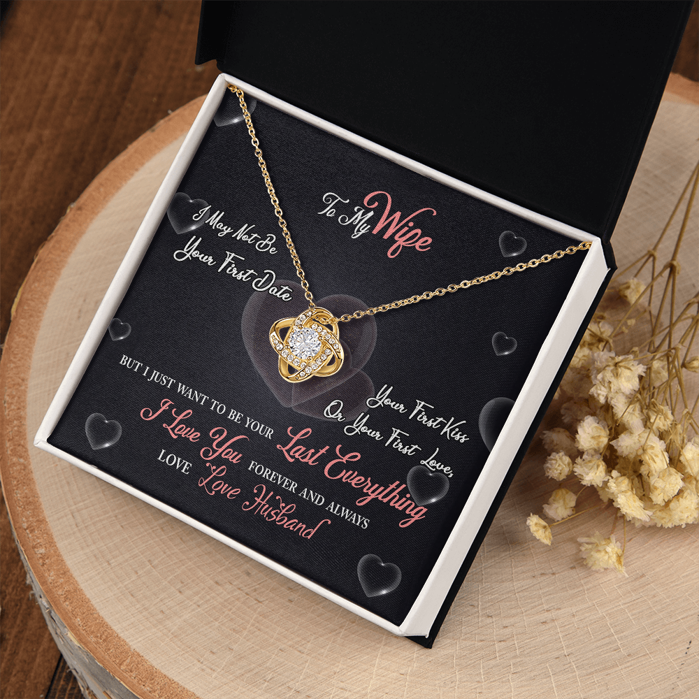017 To My Wife - 18K Yellow Gold Finish Love Knot Necklace