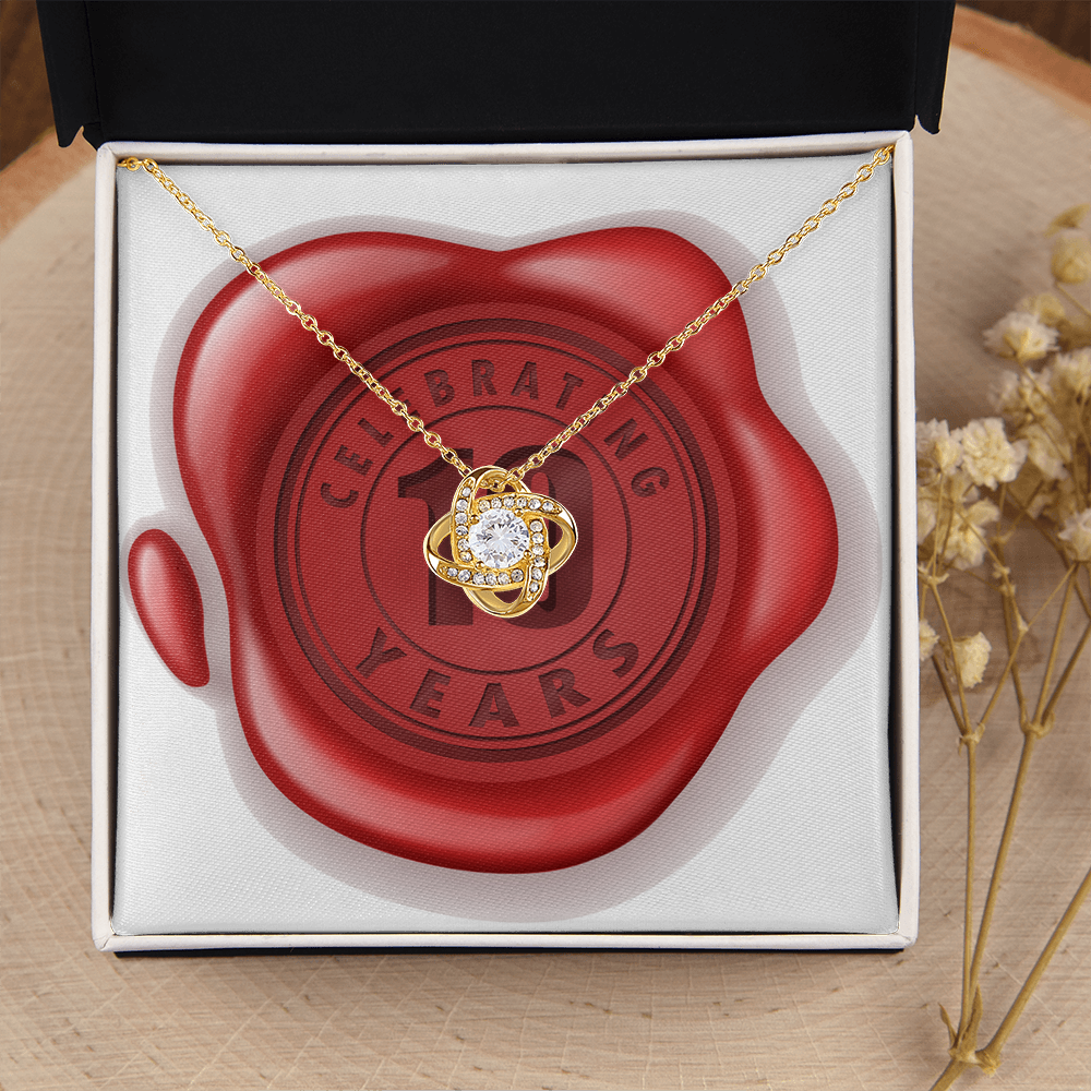 Celebrating 19 Years Anniversary - 18K Yellow Gold Finish Love Knot Necklace
