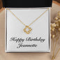 Happy Birthday Jeannette - 18K Yellow Gold Finish Love Knot Necklace