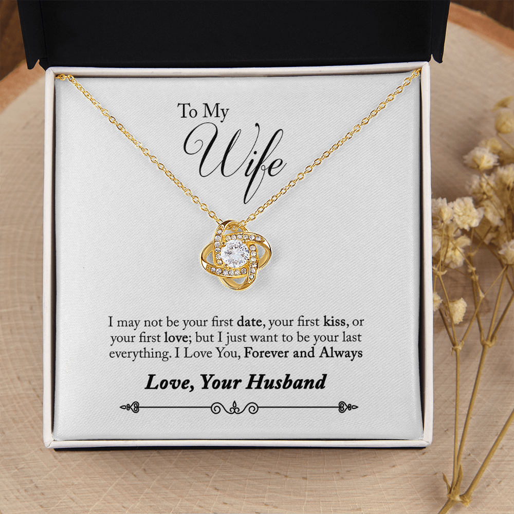 008 To My Wife - 18K Yellow Gold Finish Love Knot Necklace