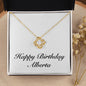 Happy Birthday Alberta - 18K Yellow Gold Finish Love Knot Necklace