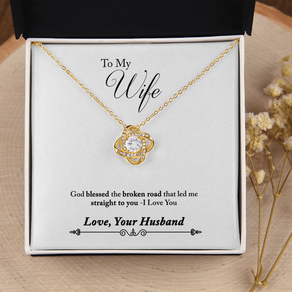 006 To My Wife - 18K Yellow Gold Finish Love Knot Necklace