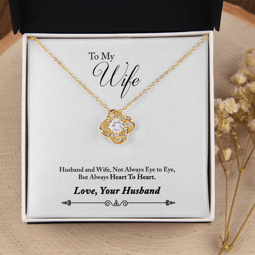 009 To My Wife - 18K Yellow Gold Finish Love Knot Necklace