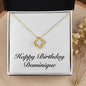 Happy Birthday Dominique - 18K Yellow Gold Finish Love Knot Necklace