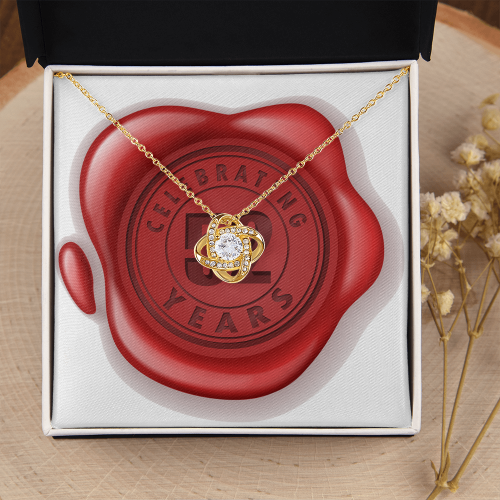 Celebrating 52 Years Anniversary - 18K Yellow Gold Finish Love Knot Necklace