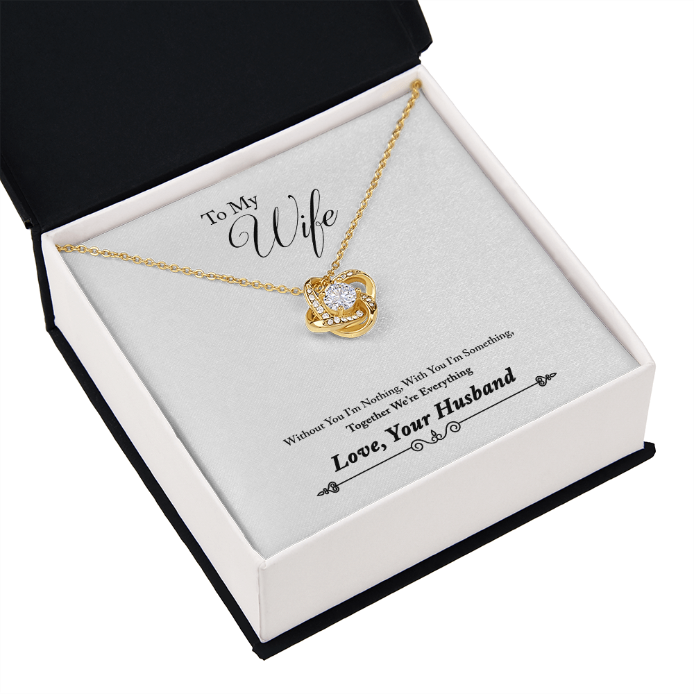 007 To My Wife - 18K Yellow Gold Finish Love Knot Necklace