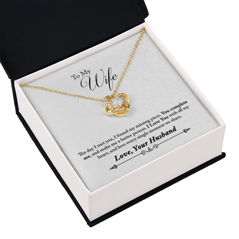 010 To My Wife - 18K Yellow Gold Finish Love Knot Necklace