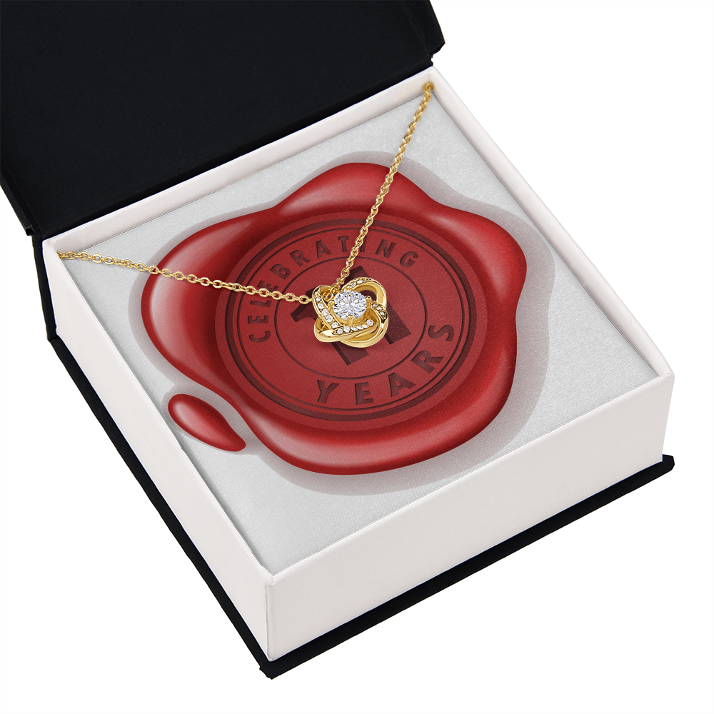 Celebrating 11 Years Anniversary - 18K Yellow Gold Finish Love Knot Necklace