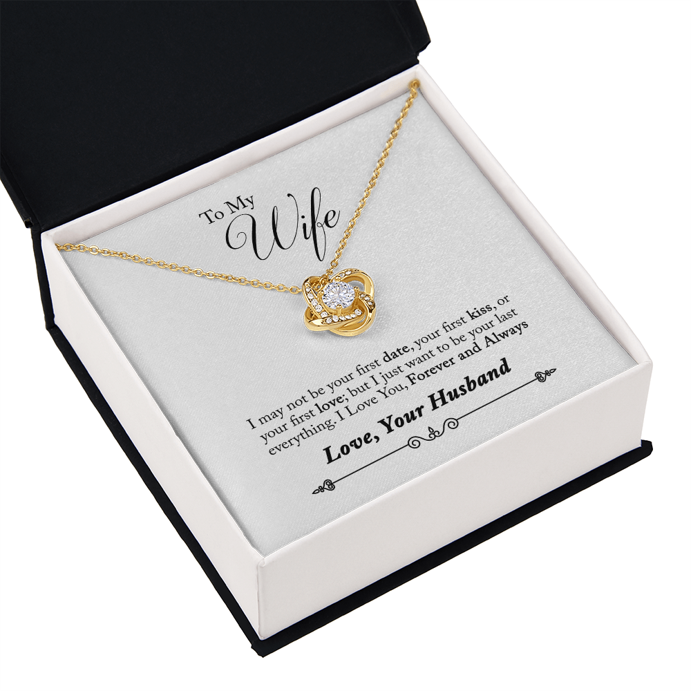 008 To My Wife - 18K Yellow Gold Finish Love Knot Necklace