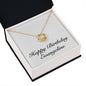 Happy Birthday Evangeline - 18K Yellow Gold Finish Love Knot Necklace