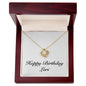 Happy Birthday Lori - 18K Yellow Gold Finish Love Knot Necklace With Mahogany Style Luxury Box