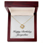 Happy Birthday Jacqueline - 18K Yellow Gold Finish Love Knot Necklace With Mahogany Style Luxury Box