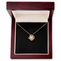 18K Yellow Gold Finish Love Knot Necklace With Mahogany Style Luxury Box v2