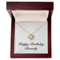 Happy Birthday Beverly - 18K Yellow Gold Finish Love Knot Necklace With Mahogany Style Luxury Box