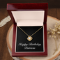 Happy Birthday Patricia v2 - 18K Yellow Gold Finish Love Knot Necklace With Mahogany Style Luxury Box