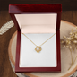 18K Yellow Gold Finish Love Knot Necklace With Mahogany Style Luxury Box
