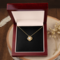 18K Yellow Gold Finish Love Knot Necklace With Mahogany Style Luxury Box v2
