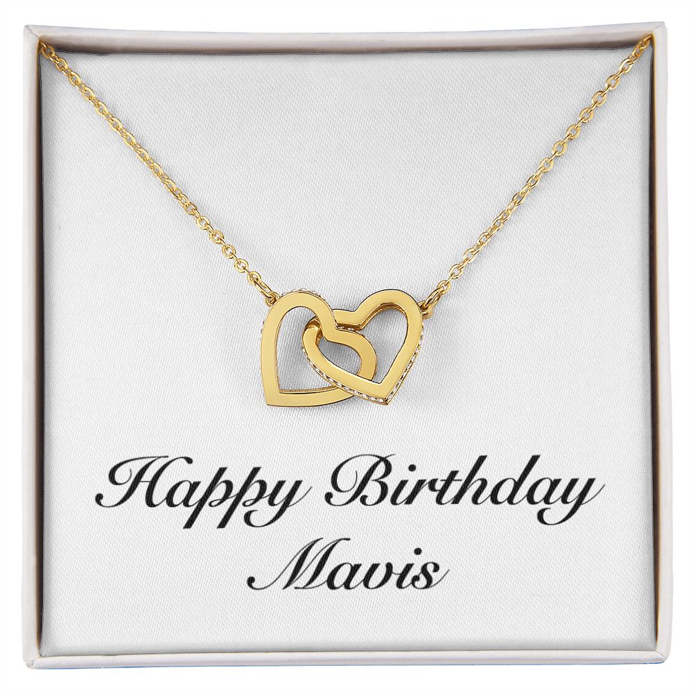 Happy Birthday Mavis - 18K Yellow Gold Finish Interlocking Hearts Necklace