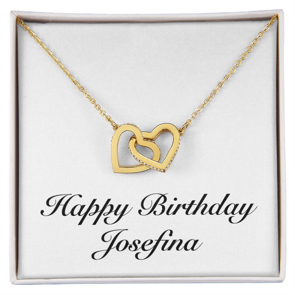 Happy Birthday Josefina - 18K Yellow Gold Finish Interlocking Hearts Necklace