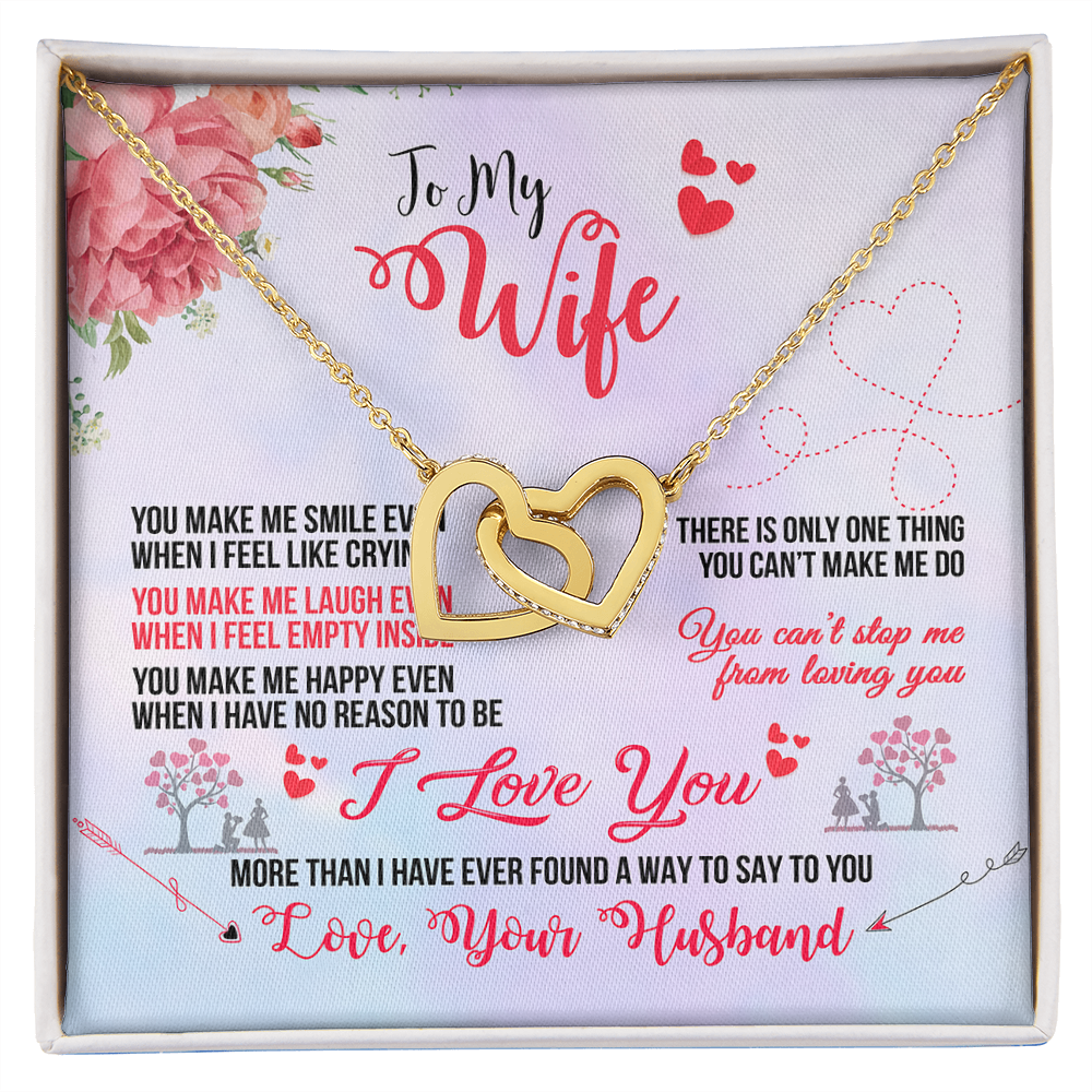 013 To My Wife - 18K Yellow Gold Finish Interlocking Hearts Necklace
