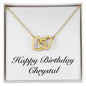 Happy Birthday Chrystal - 18K Yellow Gold Finish Interlocking Hearts Necklace