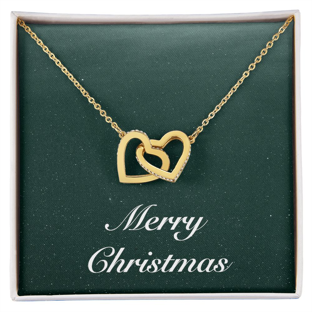 Merry Christmas v09 - 18K Yellow Gold Finish Interlocking Hearts Necklace