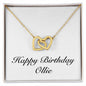 Happy Birthday Ollie - 18K Yellow Gold Finish Interlocking Hearts Necklace