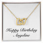 Happy Birthday Angeline - 18K Yellow Gold Finish Interlocking Hearts Necklace