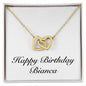 Happy Birthday Bianca - 18K Yellow Gold Finish Interlocking Hearts Necklace