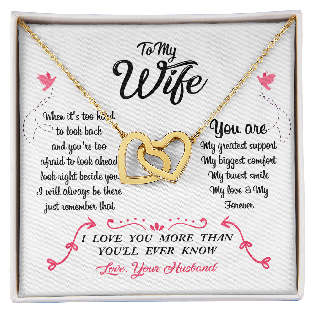 011 To My Wife - 18K Yellow Gold Finish Interlocking Hearts Necklace