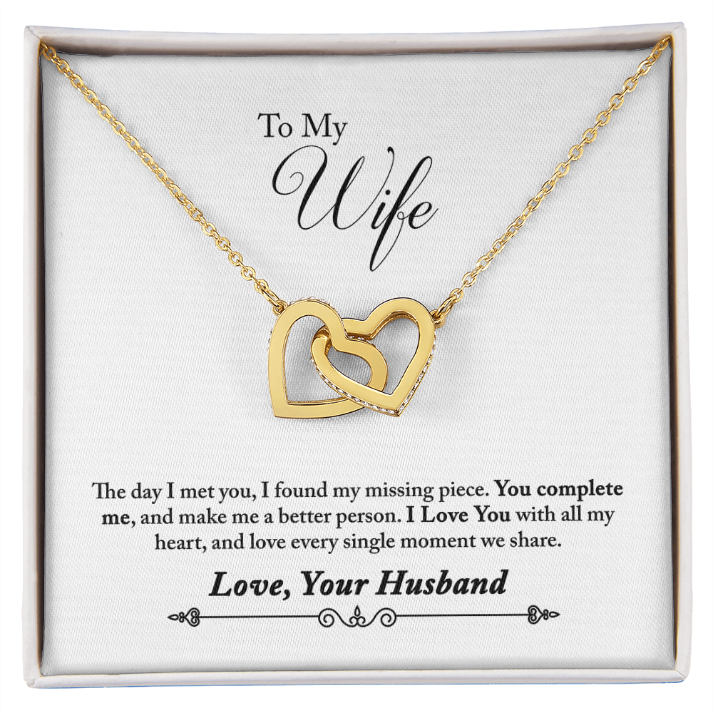 010 To My Wife - 18K Yellow Gold Finish Interlocking Hearts Necklace