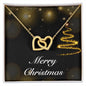 Merry Christmas v03 - 18K Yellow Gold Finish Interlocking Hearts Necklace
