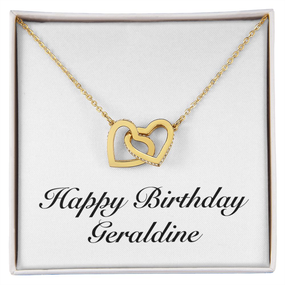 Happy Birthday Geraldine - 18K Yellow Gold Finish Interlocking Hearts Necklace